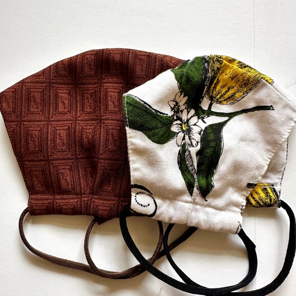 Q-Pot. Japan Kawaii Cloth Reusable Face Mask Honey Lemon & Chocolate Pattern NEW - Picture 3 of 4